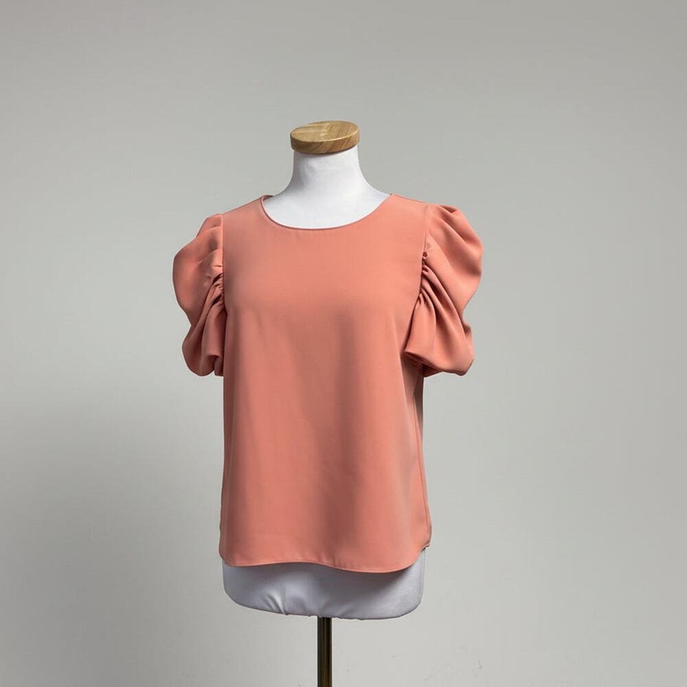 Amanda Uprichard coral puff sleeve blouse, size M, NEW WITH TAGS!